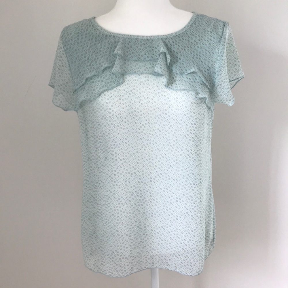 Loft Pale Aqua Short Sleeved Blouse sz S